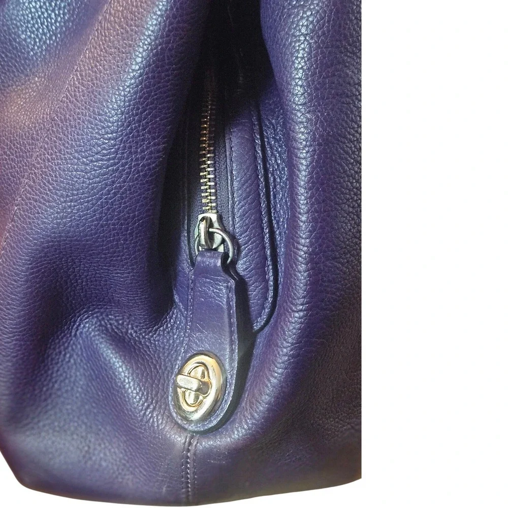 COACH Edie Pebbled Leather Shoulder Bag - Plum Purple